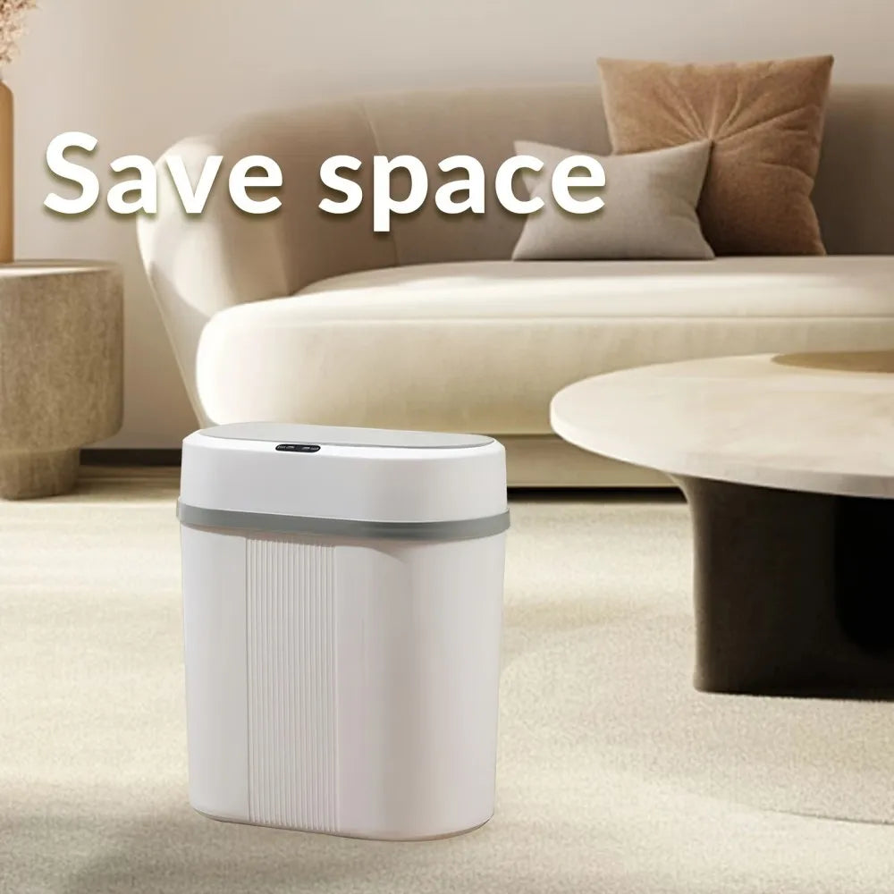 12L Smart Induction Trash Can Narrow Slit Trash Bin Automatic Intelligent Sensor Touch Dustbin for Kitchen Bathroom Bedroom