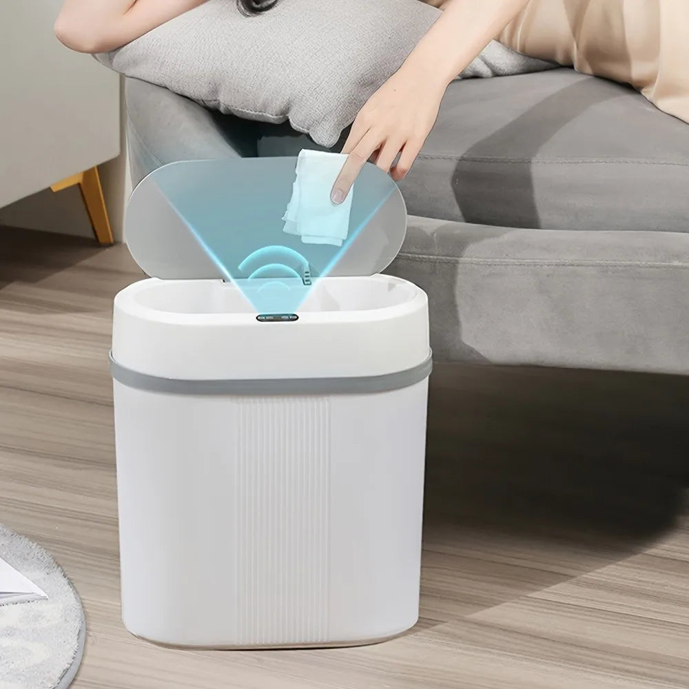 12L Smart Induction Trash Can Narrow Slit Trash Bin Automatic Intelligent Sensor Touch Dustbin for Kitchen Bathroom Bedroom