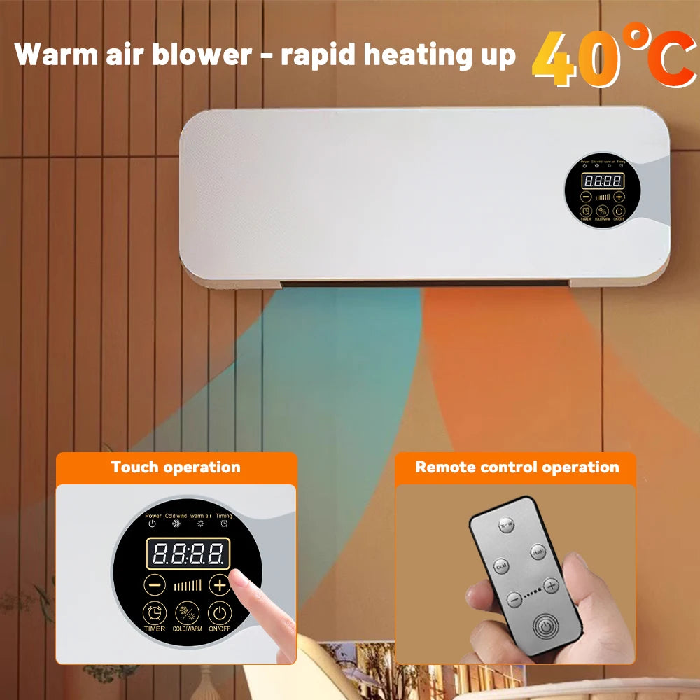 New Fan Heater Wall Mounted Electric Heater Heater Warm Air Cold Air Dual Mode with Remote Control Heater Air Conditioner