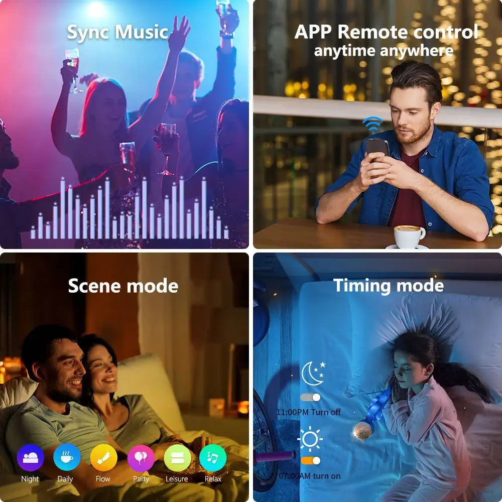 Smart Ceiling Light WiFi Bluetooth RGB Circular Ambient Lamp APP Control AI Lighting Waterproof for Bedroom & Living Room Home