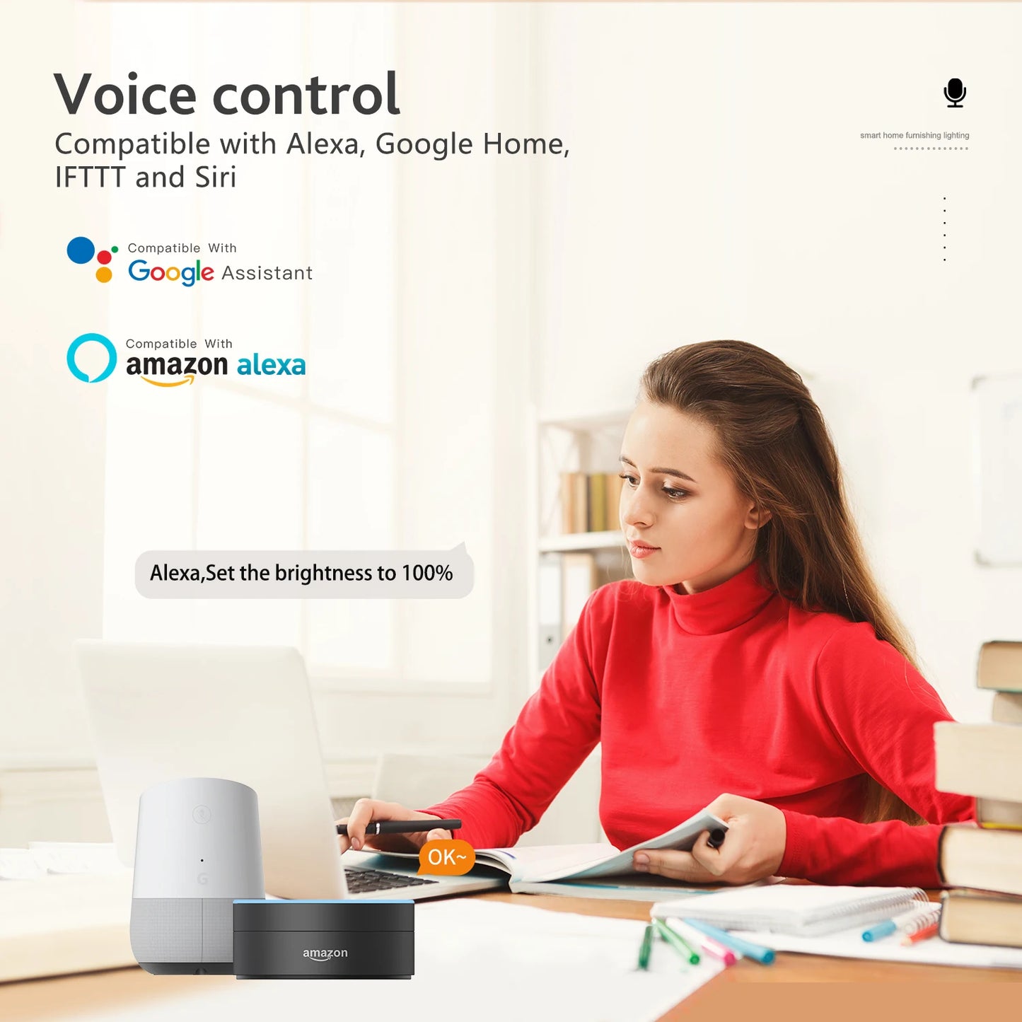 Smart Ceiling Light WiFi Bluetooth RGB Circular Ambient Lamp APP Control AI Lighting Waterproof for Bedroom & Living Room Home