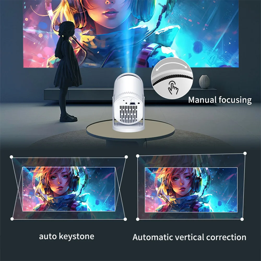 Smart WiFi6 Projector Wireless Sync to Smart Phone HD Home Theater Cinema Video Projector Support iOS Android for Camping Party