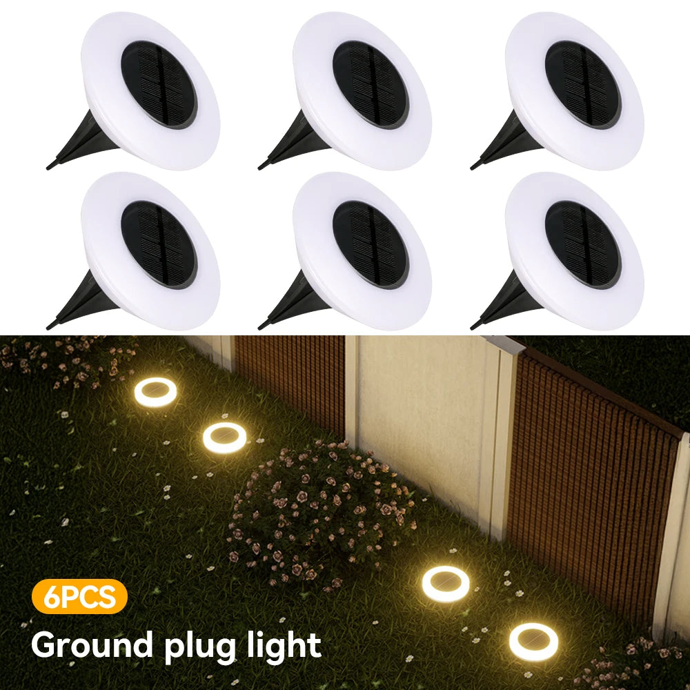 Solar Powered Outdoor Lawn Light 14LED Beads Waterproof Ground Plug Lamp for Garden Pathway Patio Camping Xmas Decor Lighting