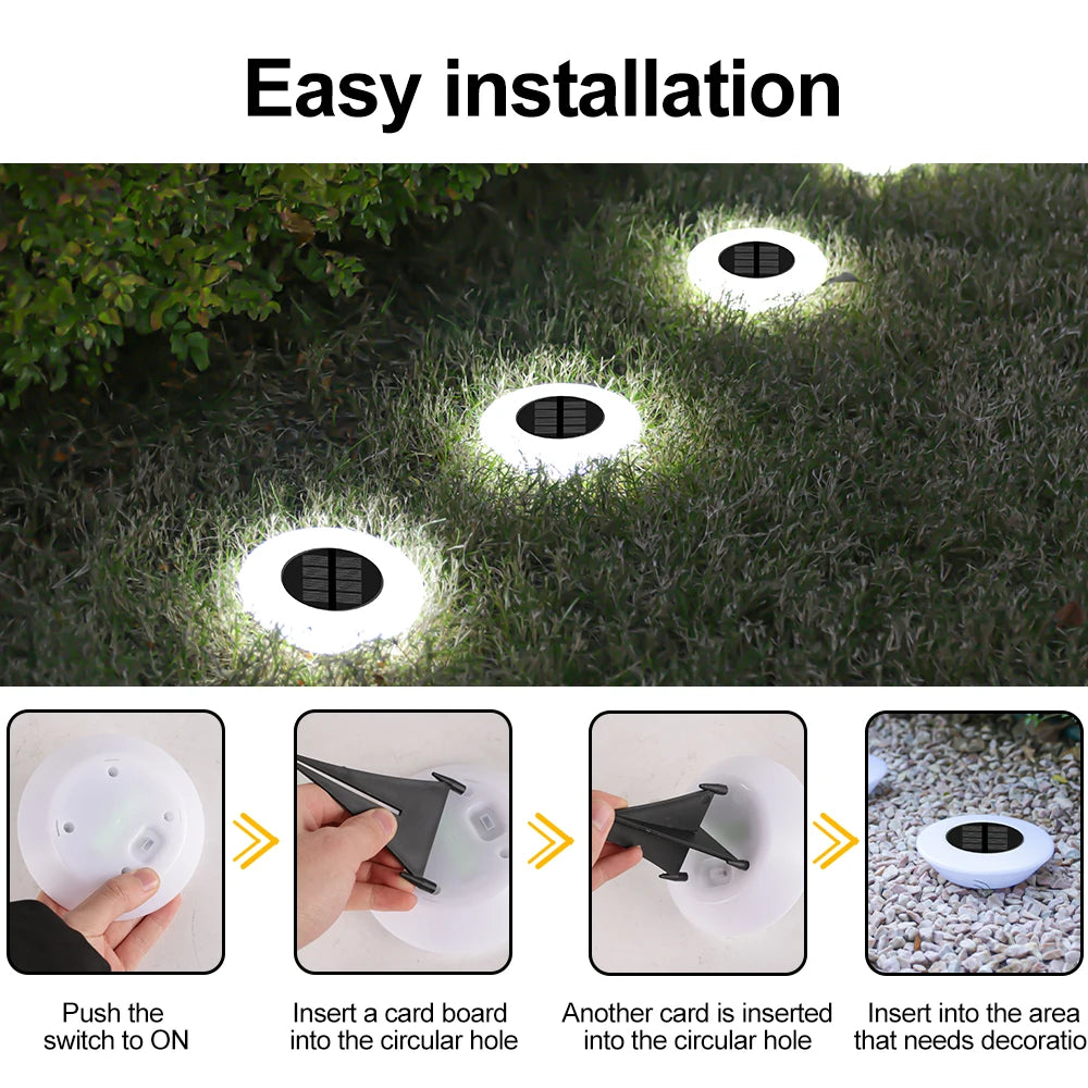 Solar Powered Outdoor Lawn Light 14LED Beads Waterproof Ground Plug Lamp for Garden Pathway Patio Camping Xmas Decor Lighting
