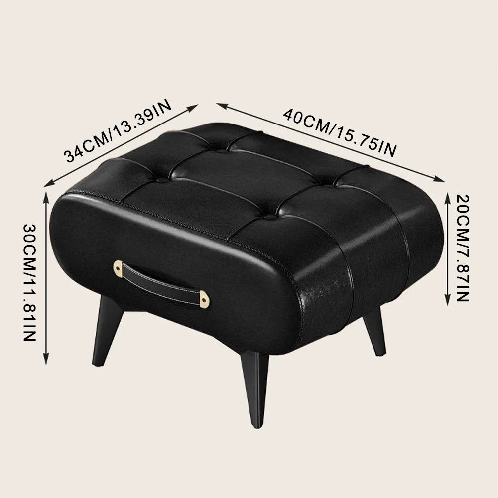 Chic Square Faux Leather Stool for Living Room - light luxury American Italian Perfect for Shoe Changing Home Decor