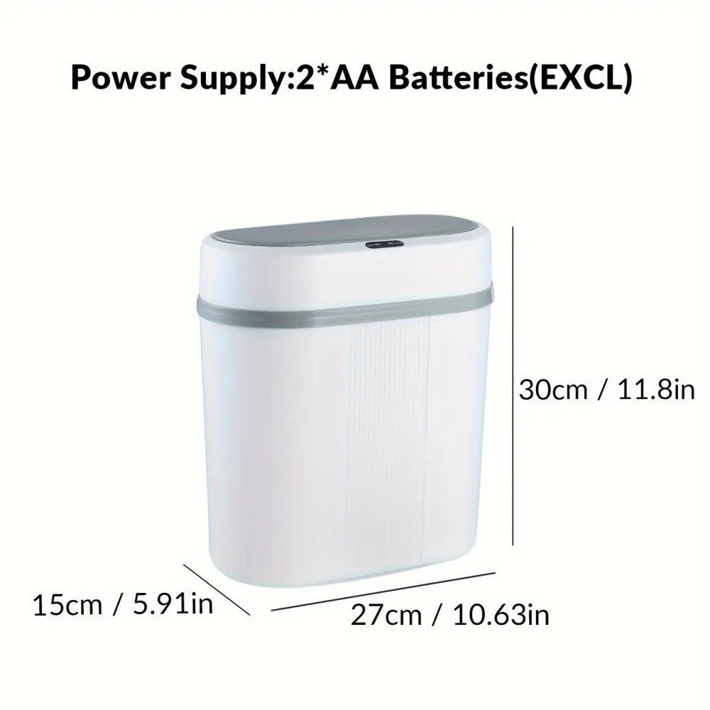 12L Smart Induction Trash Can Narrow Slit Trash Bin Automatic Intelligent Sensor Touch Dustbin for Kitchen Bathroom Bedroom
