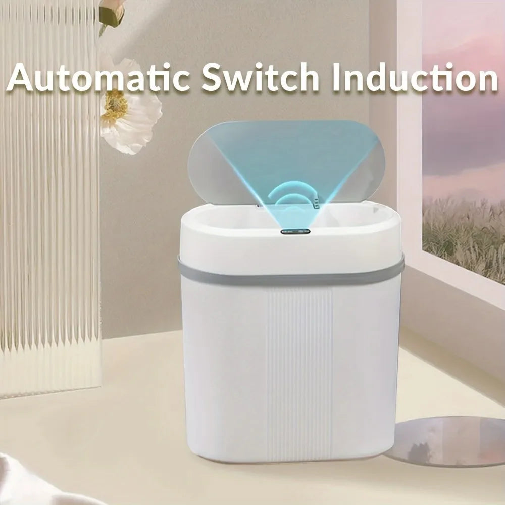12L Smart Induction Trash Can Narrow Slit Trash Bin Automatic Intelligent Sensor Touch Dustbin for Kitchen Bathroom Bedroom