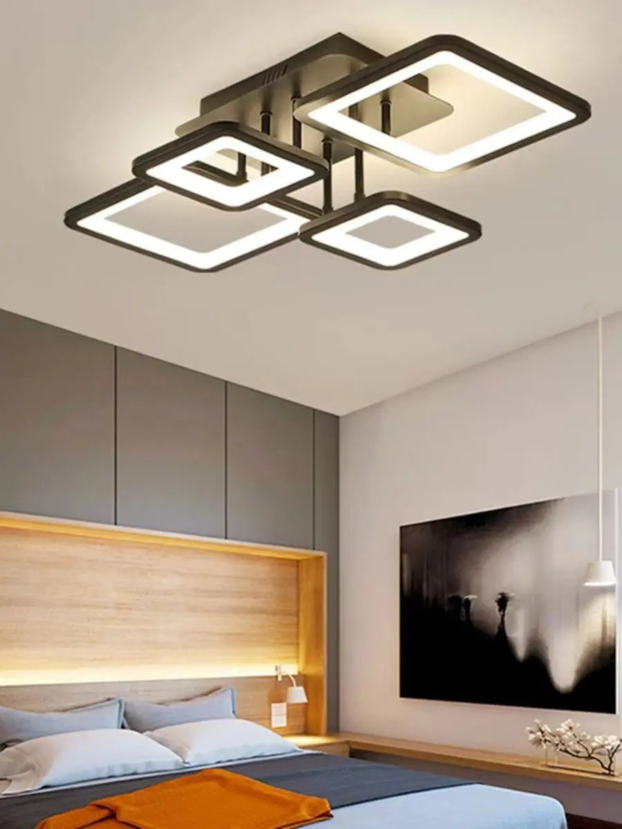 Modern LED Ceiling Light, 54W Dimmable Ceiling Light with Remote Control 3000K-6500K, Creative Rectangular Design Ceiling Lamp