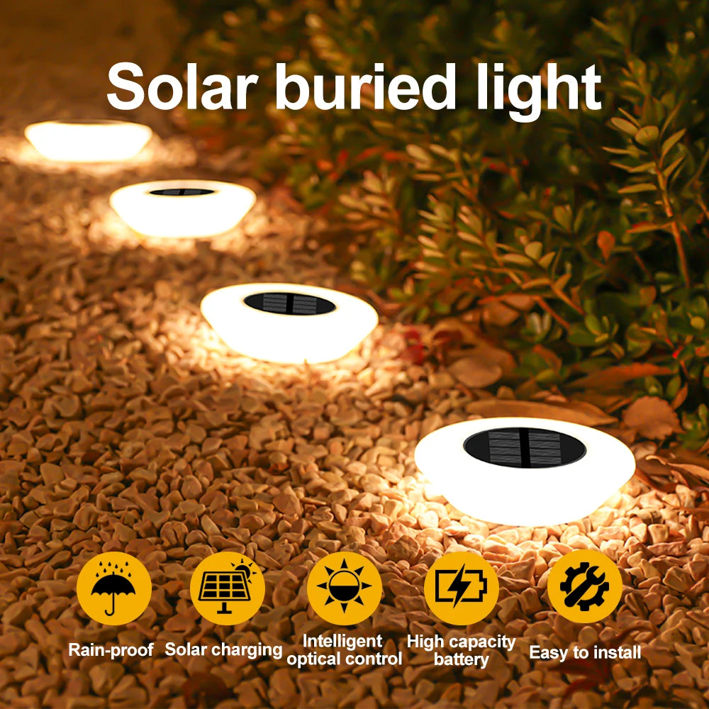 Solar Powered Outdoor Lawn Light 14LED Beads Waterproof Ground Plug Lamp for Garden Pathway Patio Camping Xmas Decor Lighting