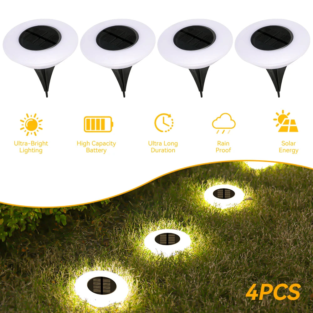 Solar Powered Outdoor Lawn Light 14LED Beads Waterproof Ground Plug Lamp for Garden Pathway Patio Camping Xmas Decor Lighting