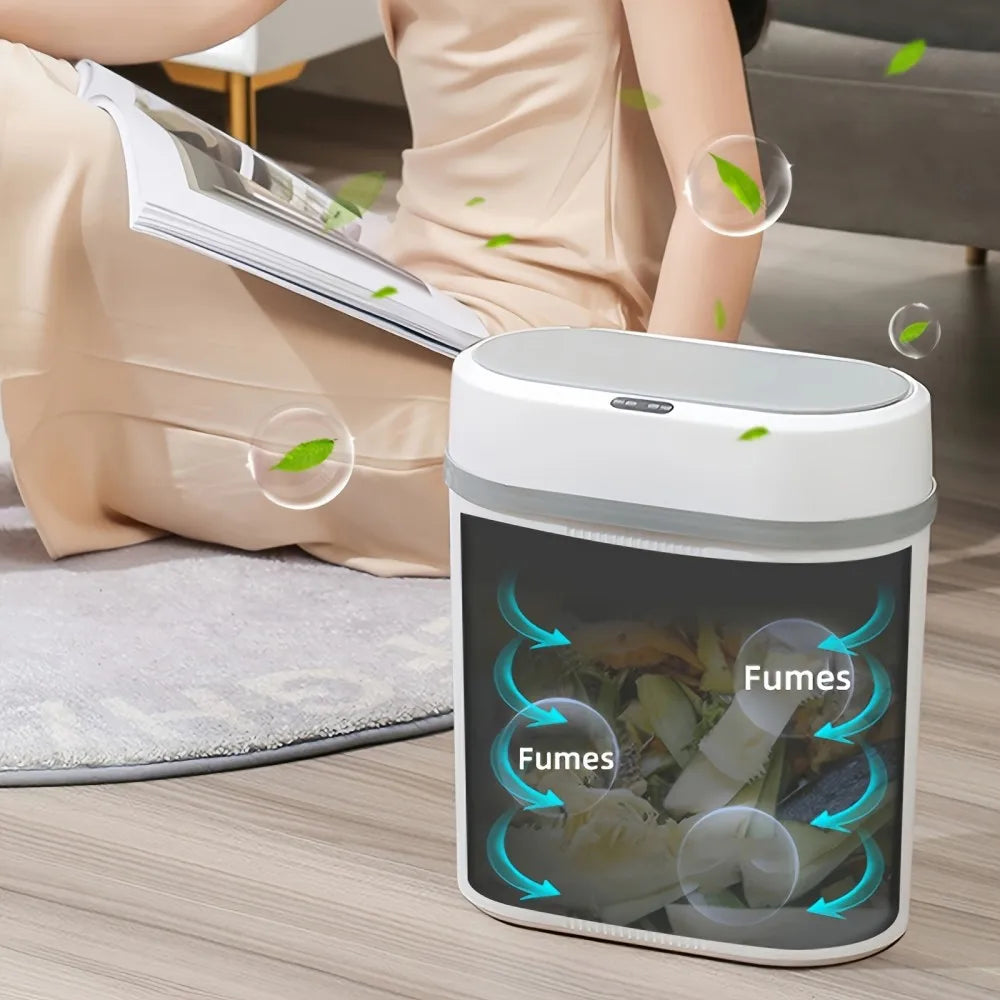 12L Smart Induction Trash Can Narrow Slit Trash Bin Automatic Intelligent Sensor Touch Dustbin for Kitchen Bathroom Bedroom