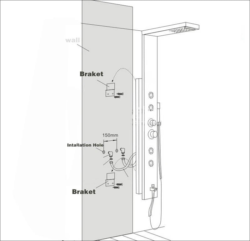 Black/Brushed Bathroom Shower Faucet Set LED Rainfall Shower Panel System Bathtub Water Mixer Tap Massage SPA Temperature Screen