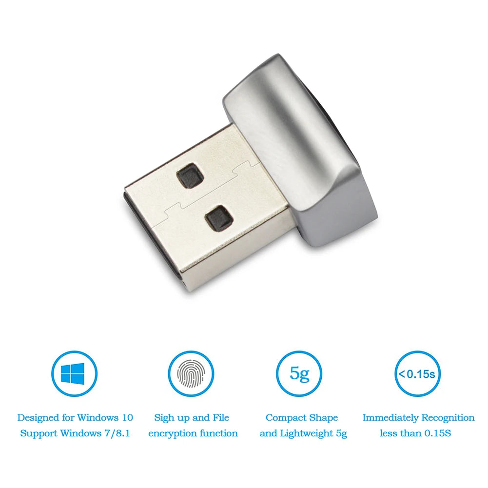 USB Fingerprint Reader for Windows 10 Hello PC Notebook Lock Biometric Scanner Laptop Password-Free Login/Sign-in Unlock Module
