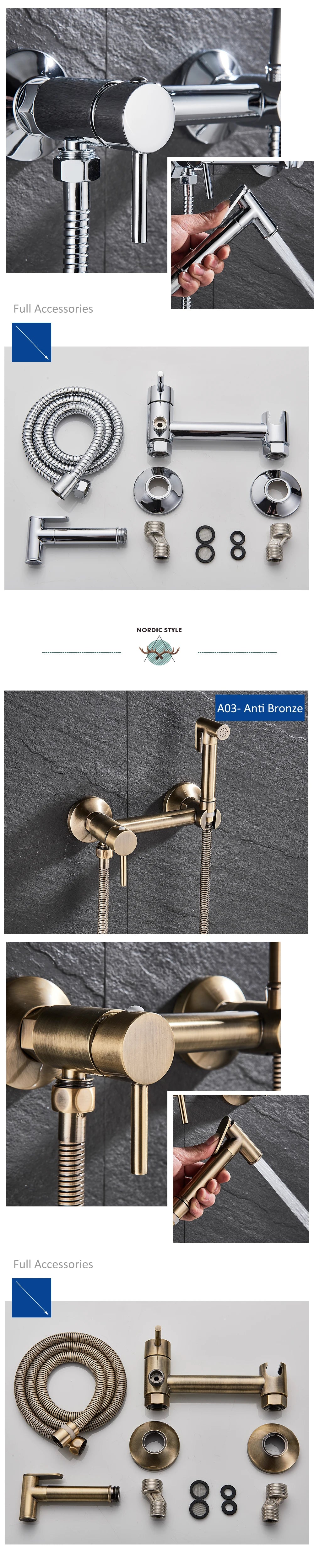 Matte Black Bidet Shower Faucet Solid Brass Bidet Faucet Muslim Ducha Higienica Hot Cold Water Mixer Tap Toilet Faucets