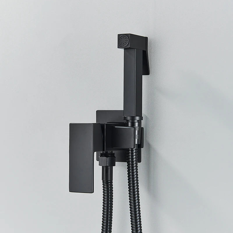 Matte Black Bidet Shower Faucet Solid Brass Bidet Faucet Muslim Ducha Higienica Hot Cold Water Mixer Tap Toilet Faucets