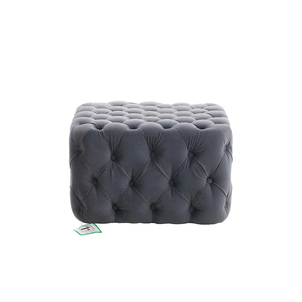 Quilted Diamond Velvet Footstool