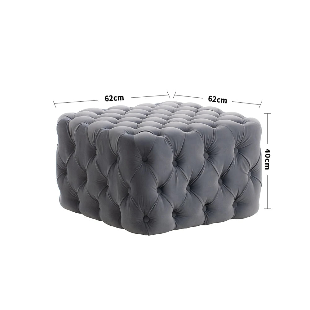Quilted Diamond Velvet Footstool