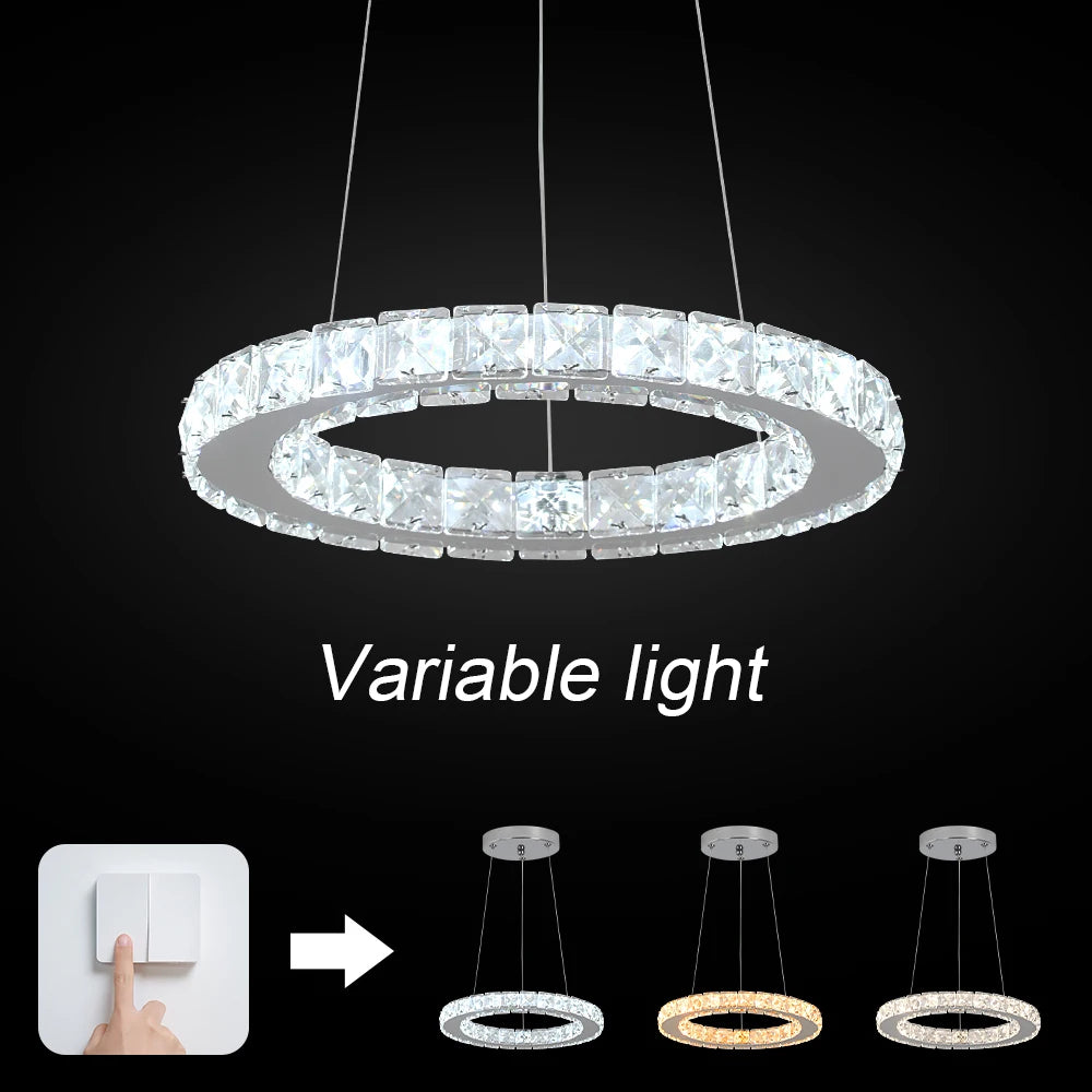 Luxury Rings Pendant Light LED Crystal Ceiling Lamp Modern Home Decor Lustre Living Dining Room Chandelier Indoor Lumin Fixture