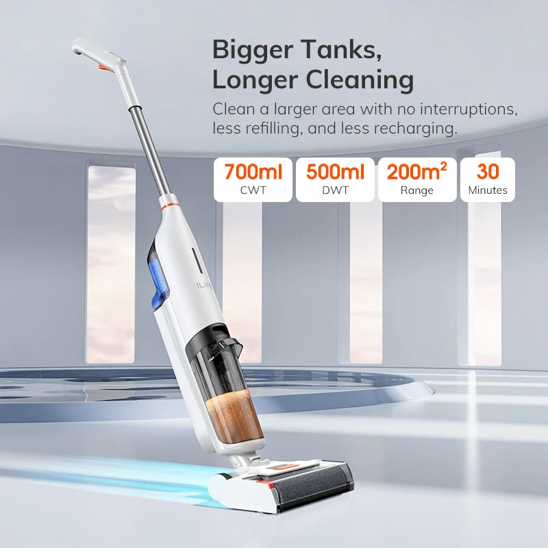Ilife W90 Cordless Wireless Wet Dry Smart Mop Washing, 5500Pa Suction, 1 Min Self Cleaning, Large Dual Water Tank