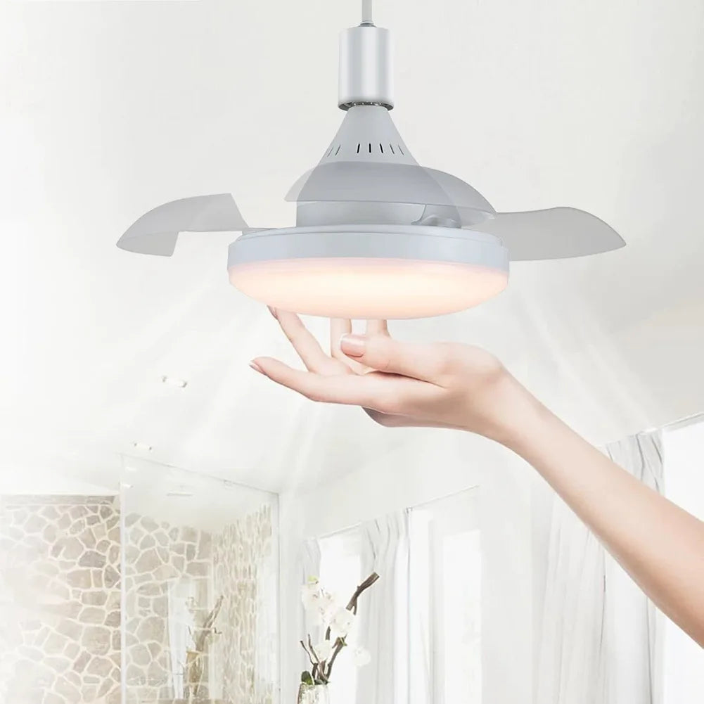 30/60W Lighted Ceiling Fan Ultra-quiet Invisible With Remote Control Retractable Blades Hall Screw Fan Light LED Chandelier Fan
