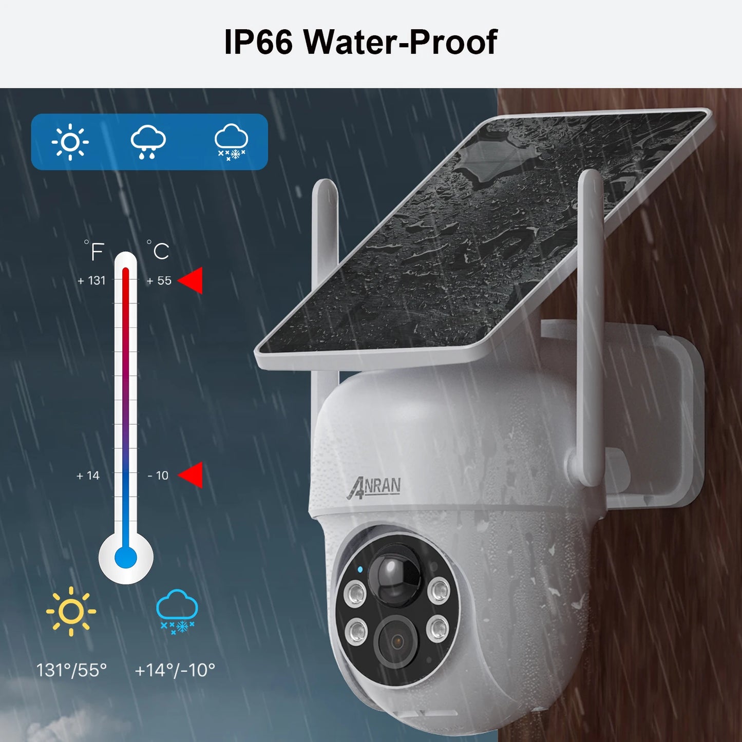 ANRAN Solar Camera 1/2pcs 3/5MP Outdoor 2.4G Wifi Security Camera Battery Cameras Home Surveillance Protection PIR Human Detect