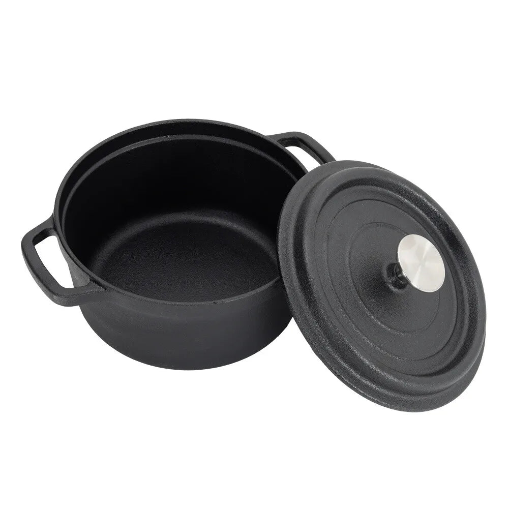 kitchen Cast Iron Casserole Dish Pot Pan Basting Lid Stew Stock Pot Baking Loaf