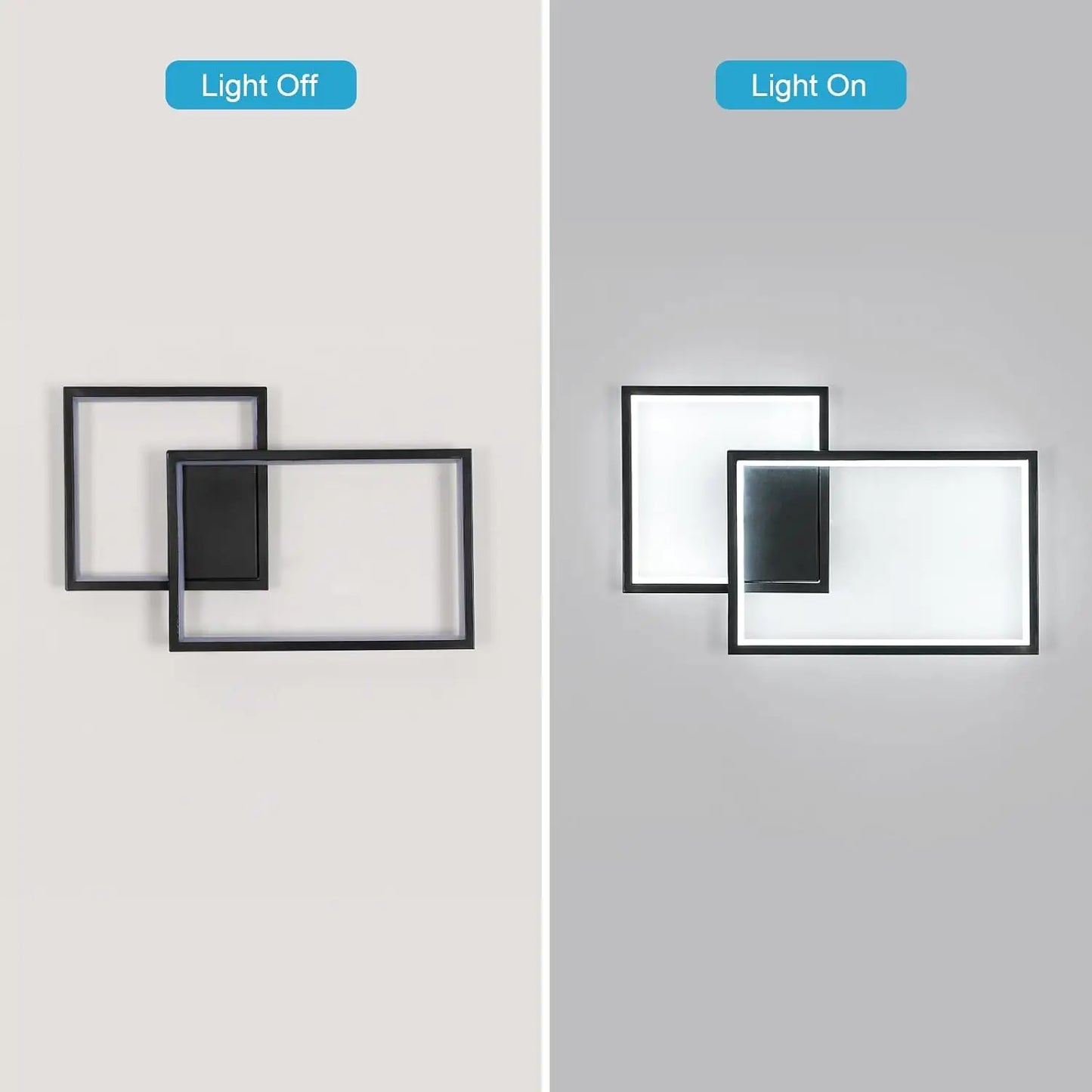 34W Square Aluminum Wall Lamp, 6500K White Light Wall Lamp, Black Minimalist Wall Lamp Suitable for Bedrooms and Living Rooms