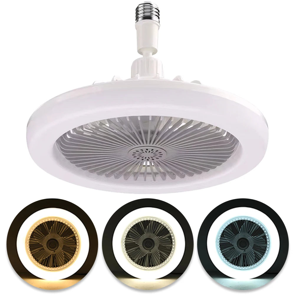 2 In 1 Silent Ceiling Fan Light with Remote Control 3 Speeds Fan Light Dimming Three Color Light for Home Living Room Bedroom