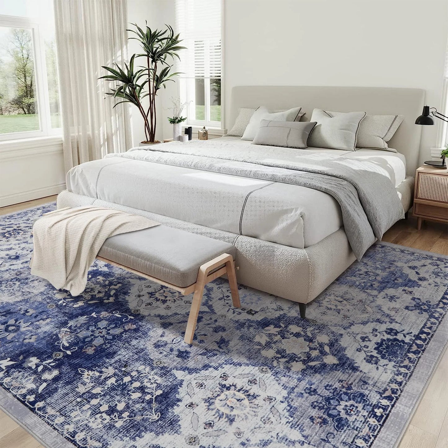 Large Vintage Persian Area Rug - Machine Washable Rectangle Soft Rugs for Living Room, Bedroom, Kitchen, Office Anti-Slip Non Sh