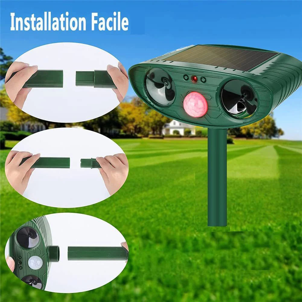 Solar Ultrasonic Animal Repellent Outdoor Animal Repeller Deer Repellent Device Outdoor Squirrel Repellent for Yard Farm Garden