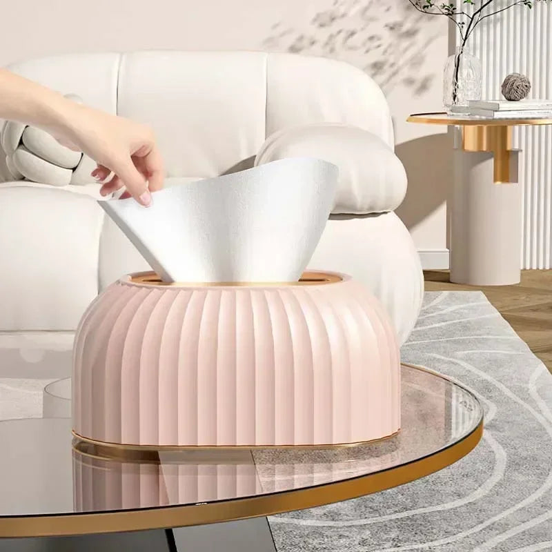 Fashion Luxury Water Corrugated Spring Lifting Tissue Box Multifunctional Desktop Wall Hanging Dual-purpose Paper Box Home Decor