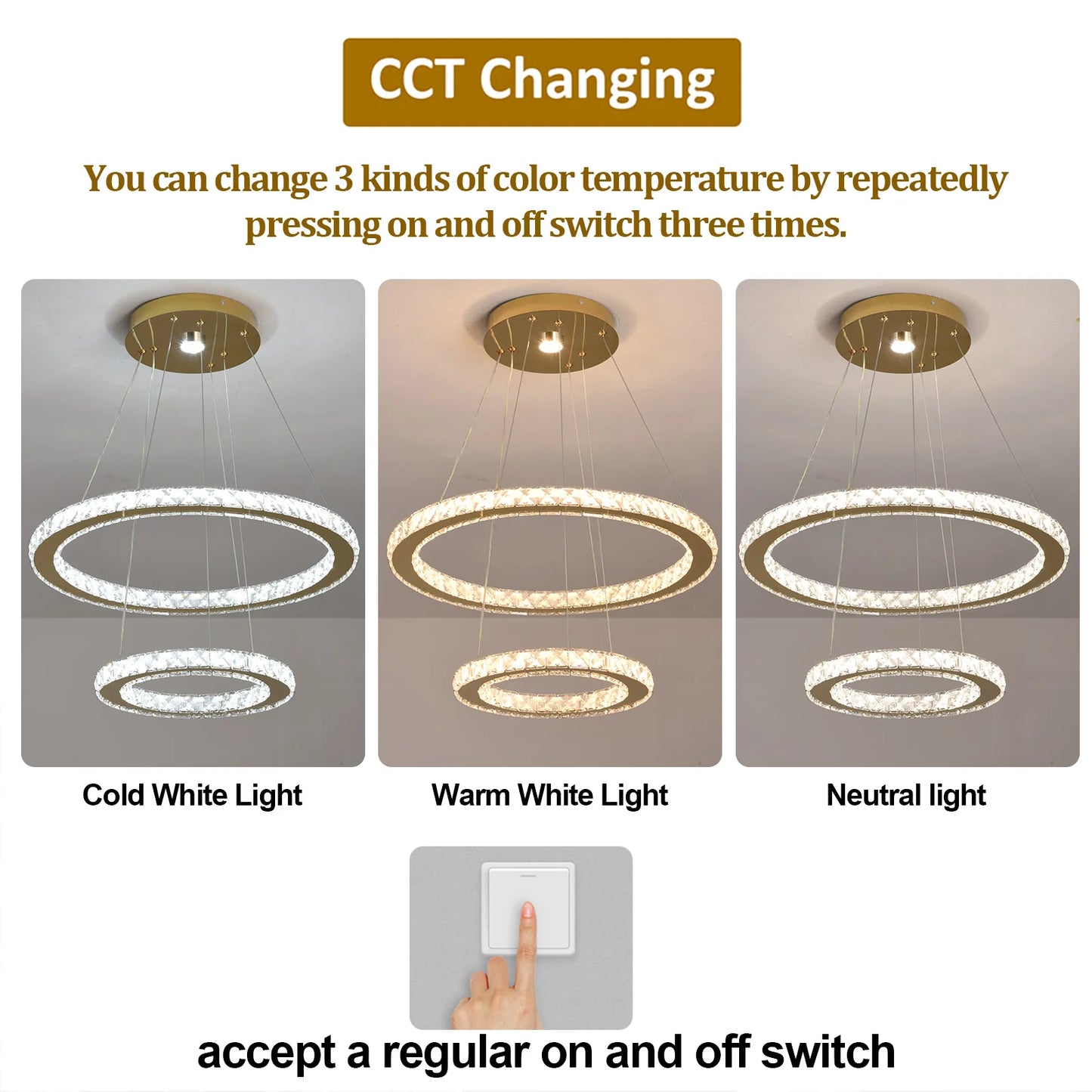 Luxury Rings Pendant Light LED Crystal Ceiling Lamp Modern Home Decor Lustre Living Dining Room Chandelier Indoor Lumin Fixture