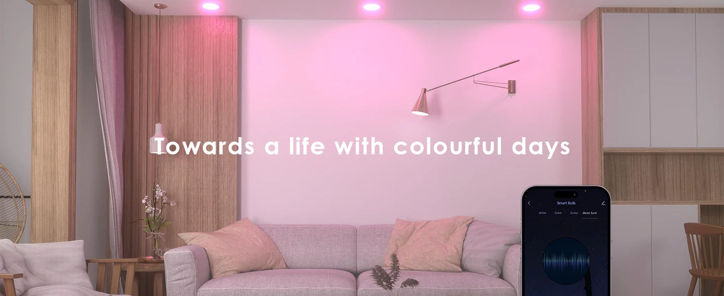2pcs Smart Light Bulb B22 Bayonet 220V Colour Changing Light Compatible with Echo Alexa Google Home 9W RGBCW Bluetooth WiFi