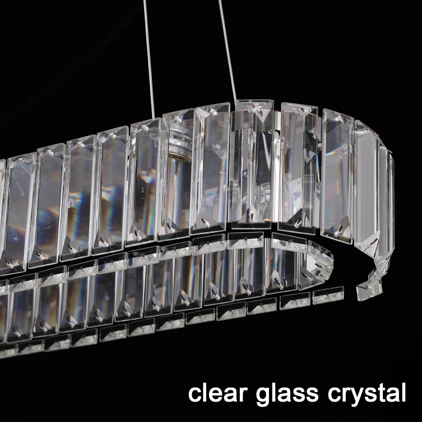 VETRULUS Modern Pendant Light Luxury Crystal Oval Design Led Chandelier Ceiling Lamp Hanging Fixture Living Bedroom Hotel Remote