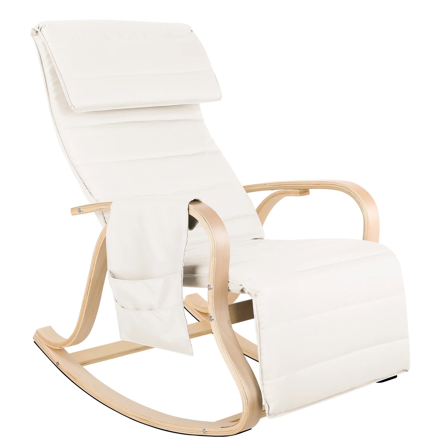 Getone Rocking Chair, Resting Armchair, Nursing Chair with Armrests Footrest for Bedroom Living Room, White / Grey 2 Colors