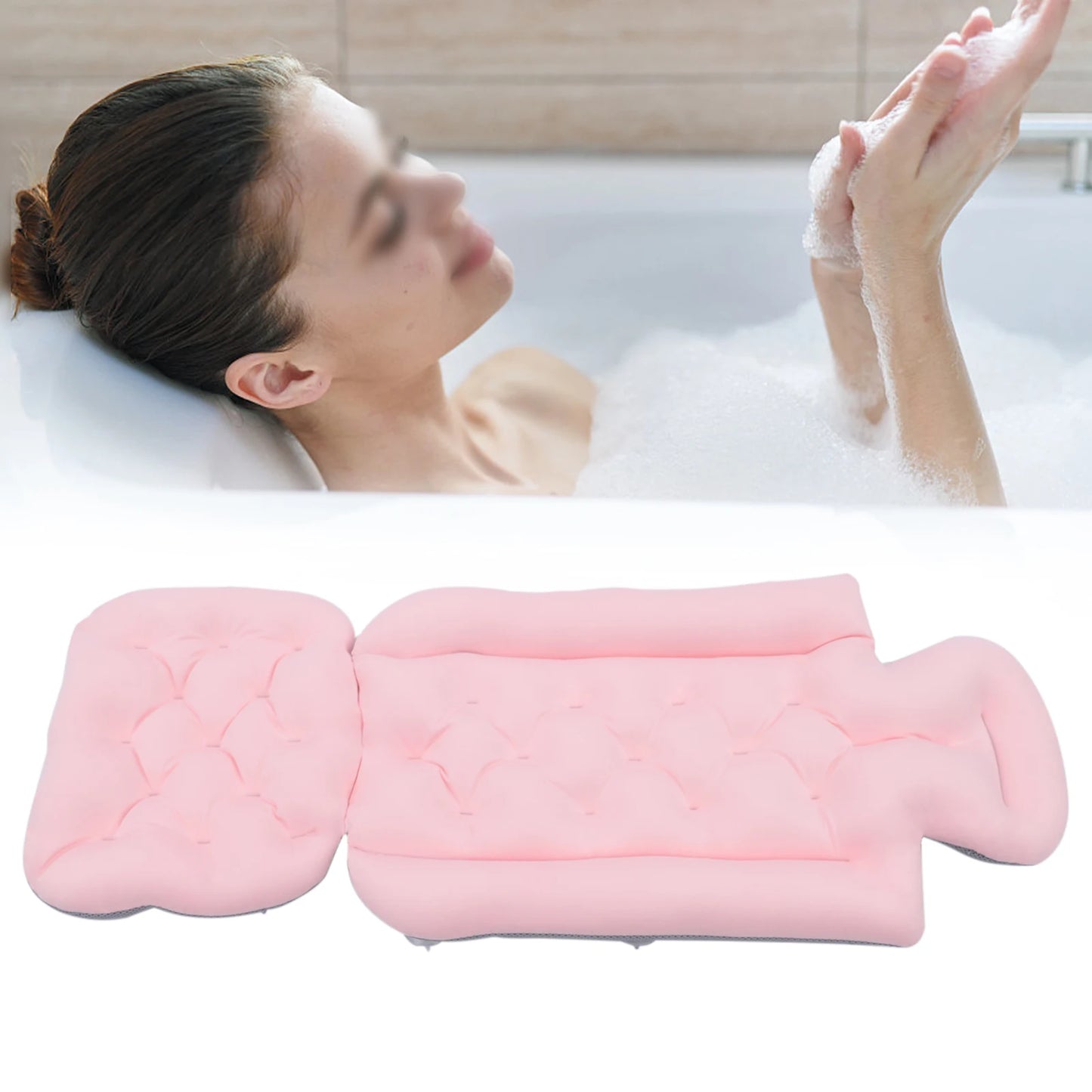 Full Body Bath Pillow, Luxury Bath Cushion with 192 Suction Cups, Bath Pillows for Tub for Head and Neck Support,10 Suction Cups