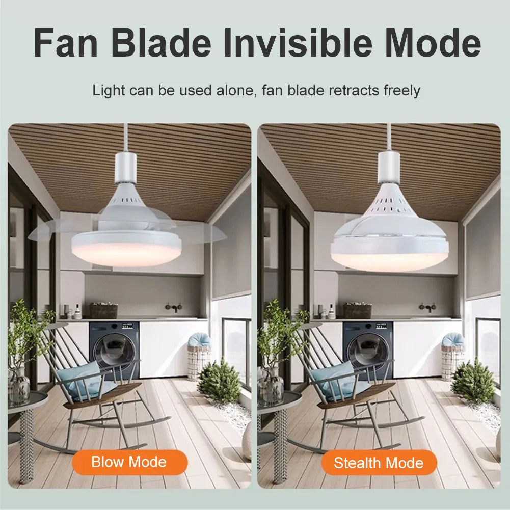 30/60W Lighted Ceiling Fan Ultra-quiet Invisible With Remote Control Retractable Blades Hall Screw Fan Light LED Chandelier Fan
