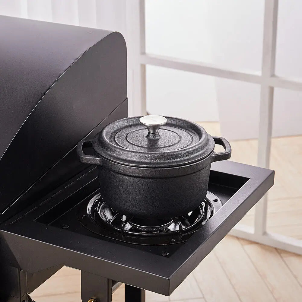 kitchen Cast Iron Casserole Dish Pot Pan Basting Lid Stew Stock Pot Baking Loaf