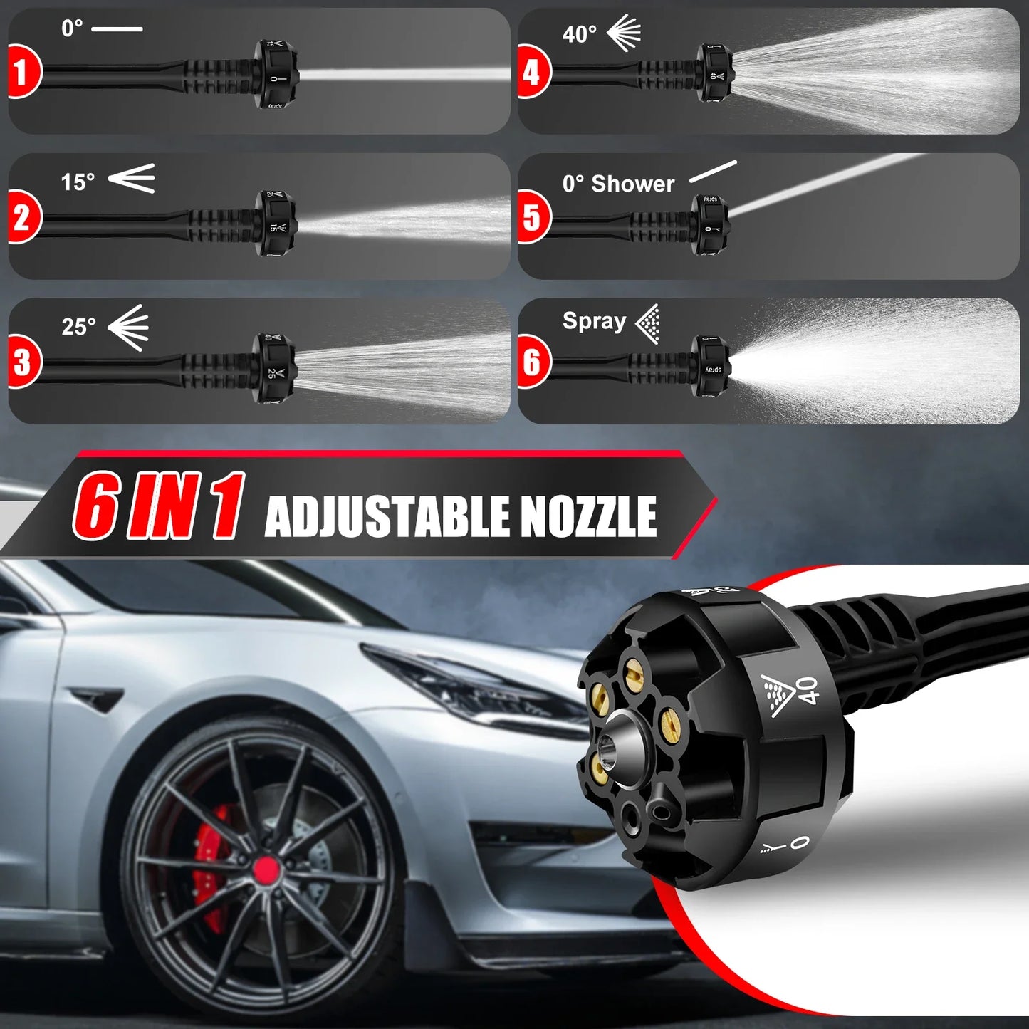 21V Cordless Power Washer Gun, Portable Pressure Cleaner with 2 Batteries & 5M Hose, 25CM Jet Wash for Car, Bike, Yard, Home