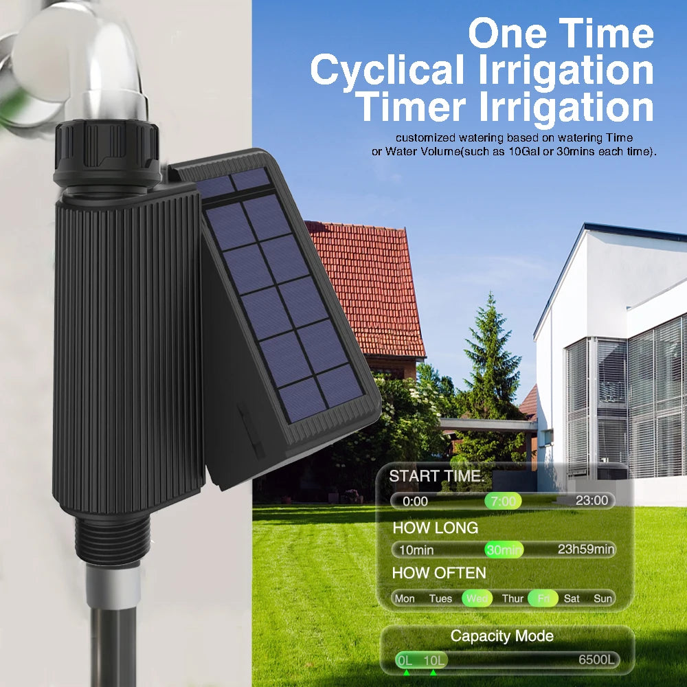 Tuya Smart Wifi Watering Timer Solar Energy Sprinkler Drip Irrigation System Built-in Water Flow Recorder Water Controller