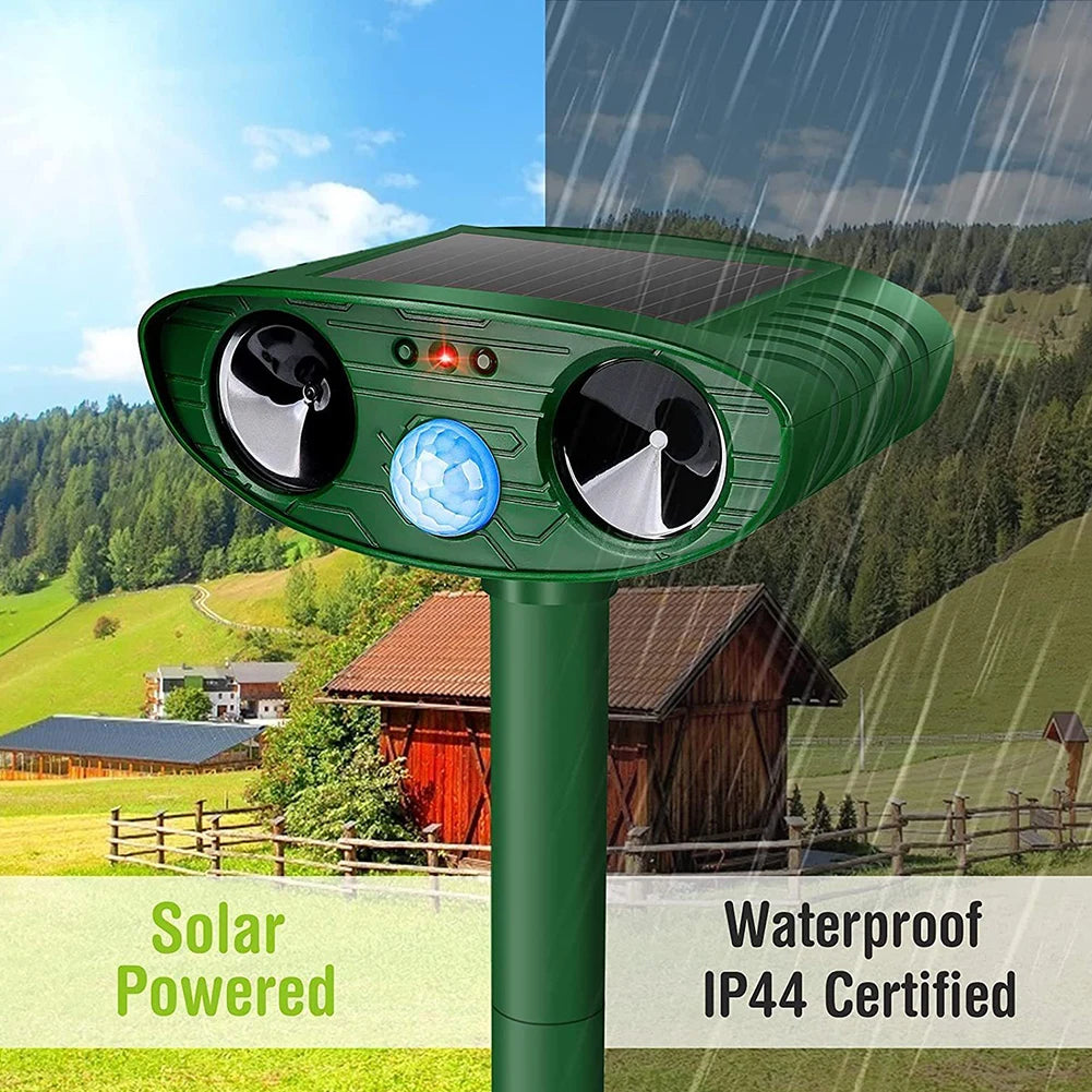 Solar Ultrasonic Animal Repellent Outdoor Animal Repeller Deer Repellent Device Outdoor Squirrel Repellent for Yard Farm Garden