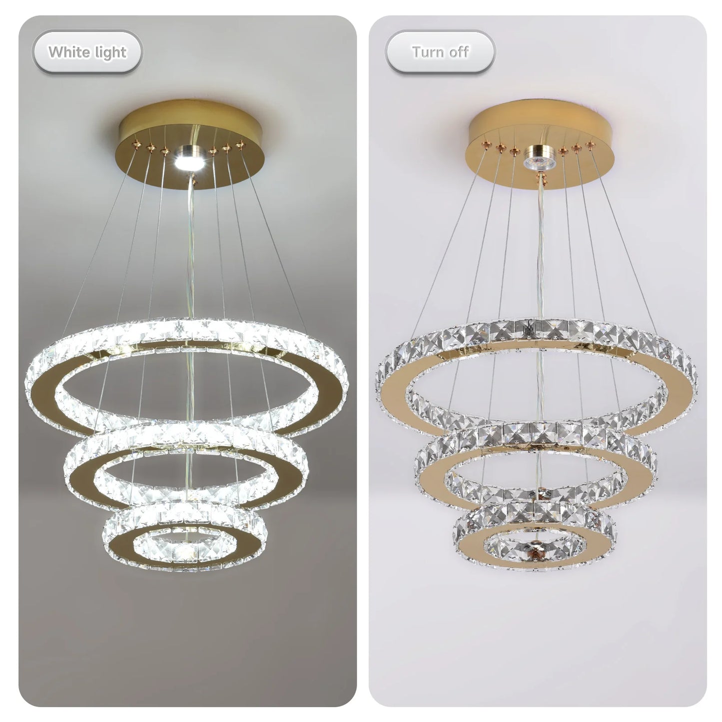 Luxury Rings Pendant Light LED Crystal Ceiling Lamp Modern Home Decor Lustre Living Dining Room Chandelier Indoor Lumin Fixture