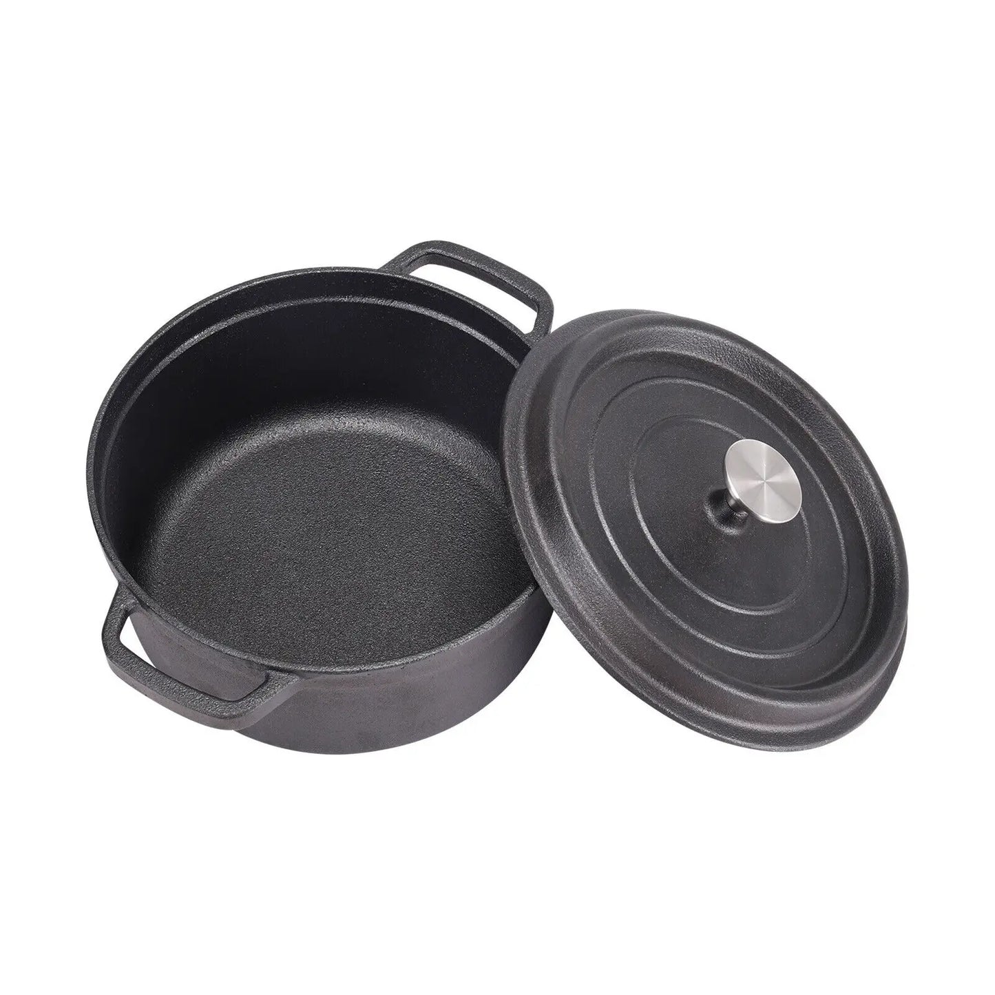 kitchen Cast Iron Casserole Dish Pot Pan Basting Lid Stew Stock Pot Baking Loaf
