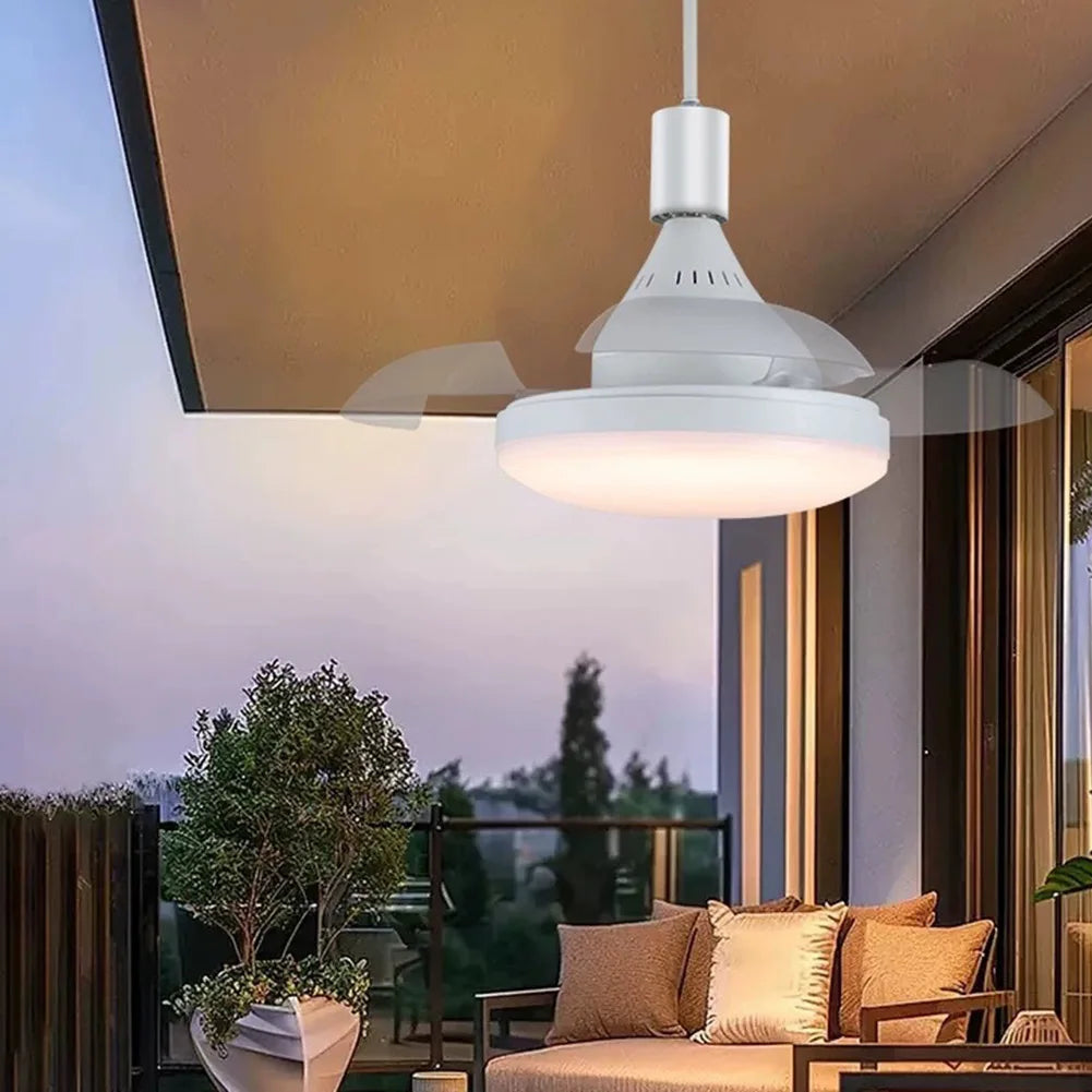 30/60W Lighted Ceiling Fan Ultra-quiet Invisible With Remote Control Retractable Blades Hall Screw Fan Light LED Chandelier Fan