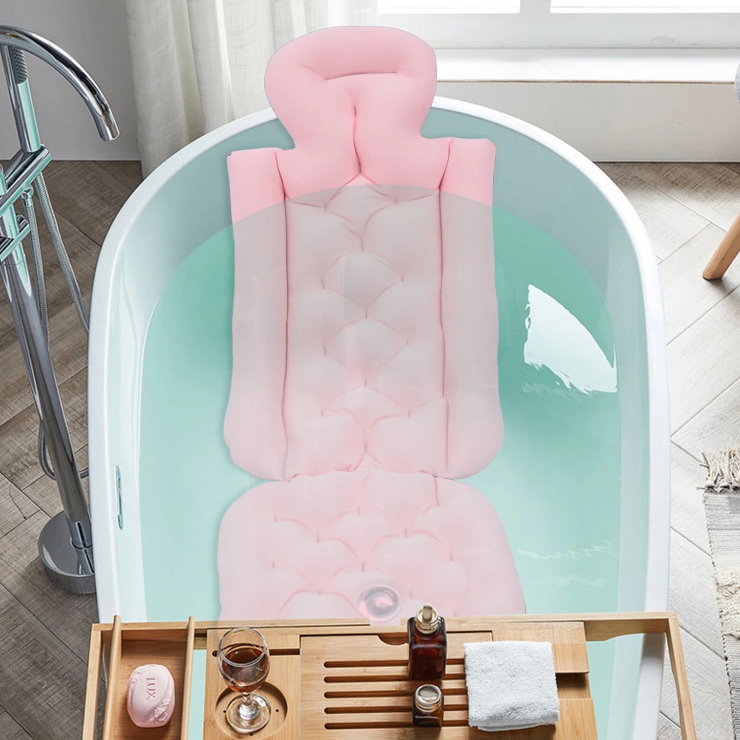 Full Body Bath Pillow, Luxury Bath Cushion with 192 Suction Cups, Bath Pillows for Tub for Head and Neck Support,10 Suction Cups