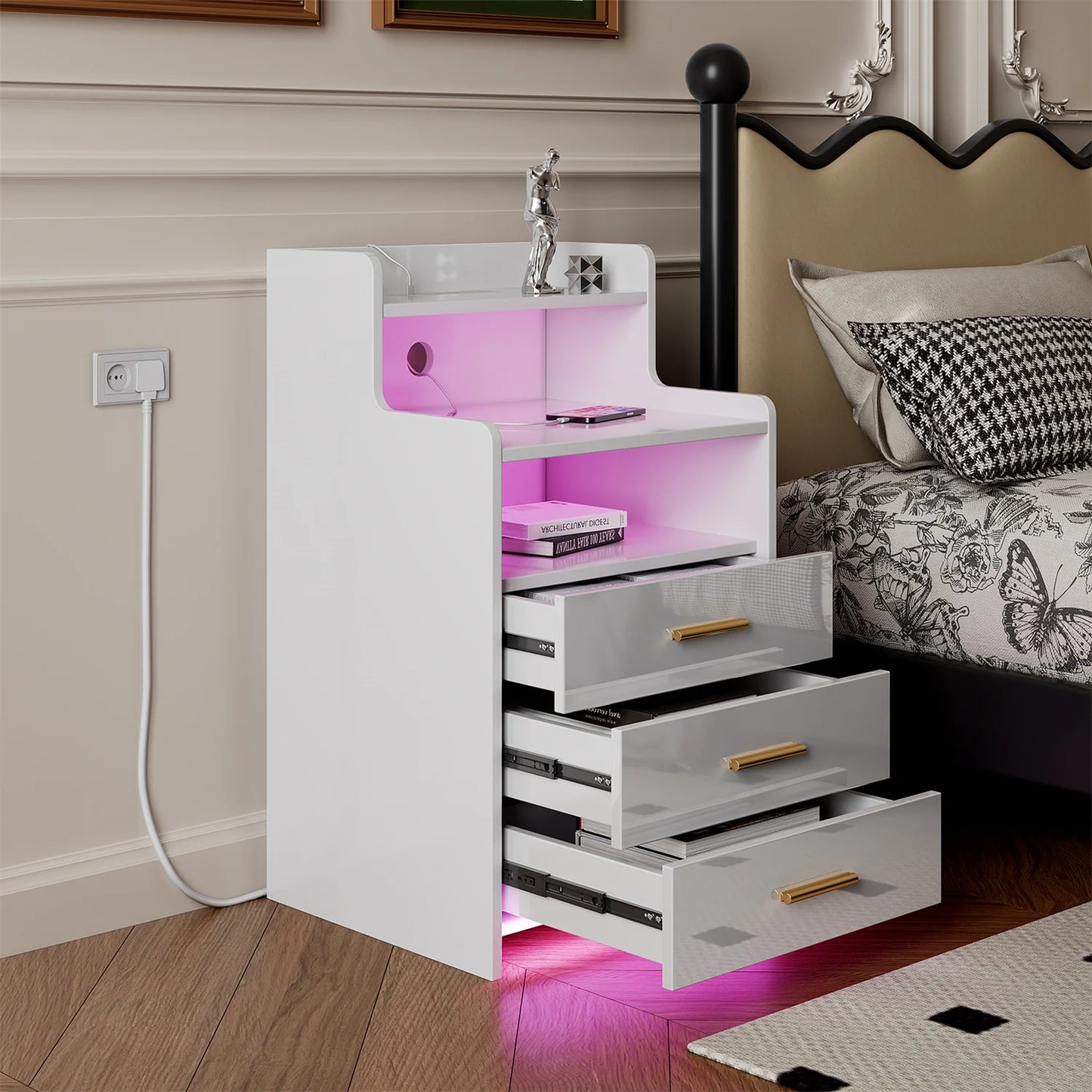 3 Drawers Smart Bedside Table