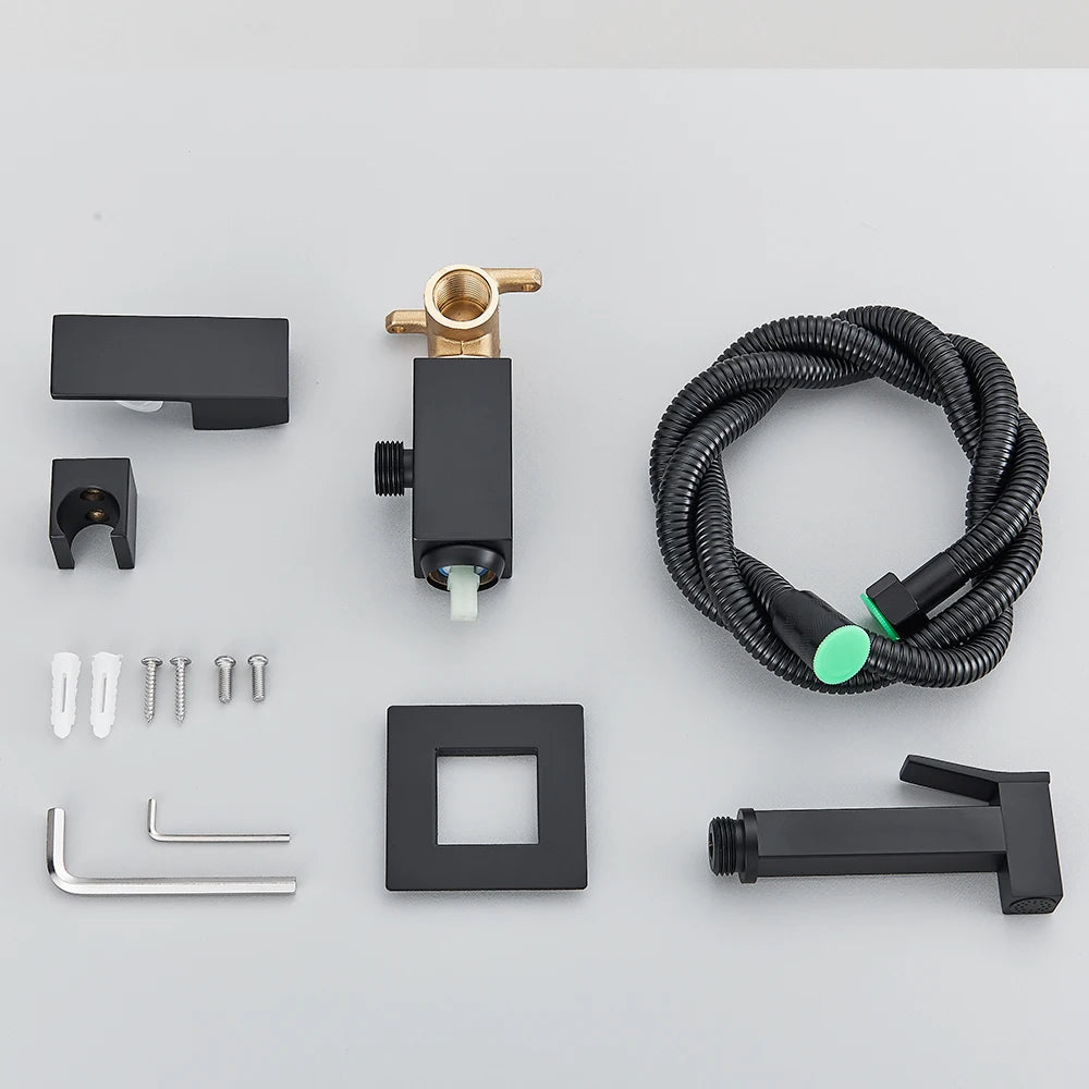 Matte Black Bidet Shower Faucet Solid Brass Bidet Faucet Muslim Ducha Higienica Hot Cold Water Mixer Tap Toilet Faucets