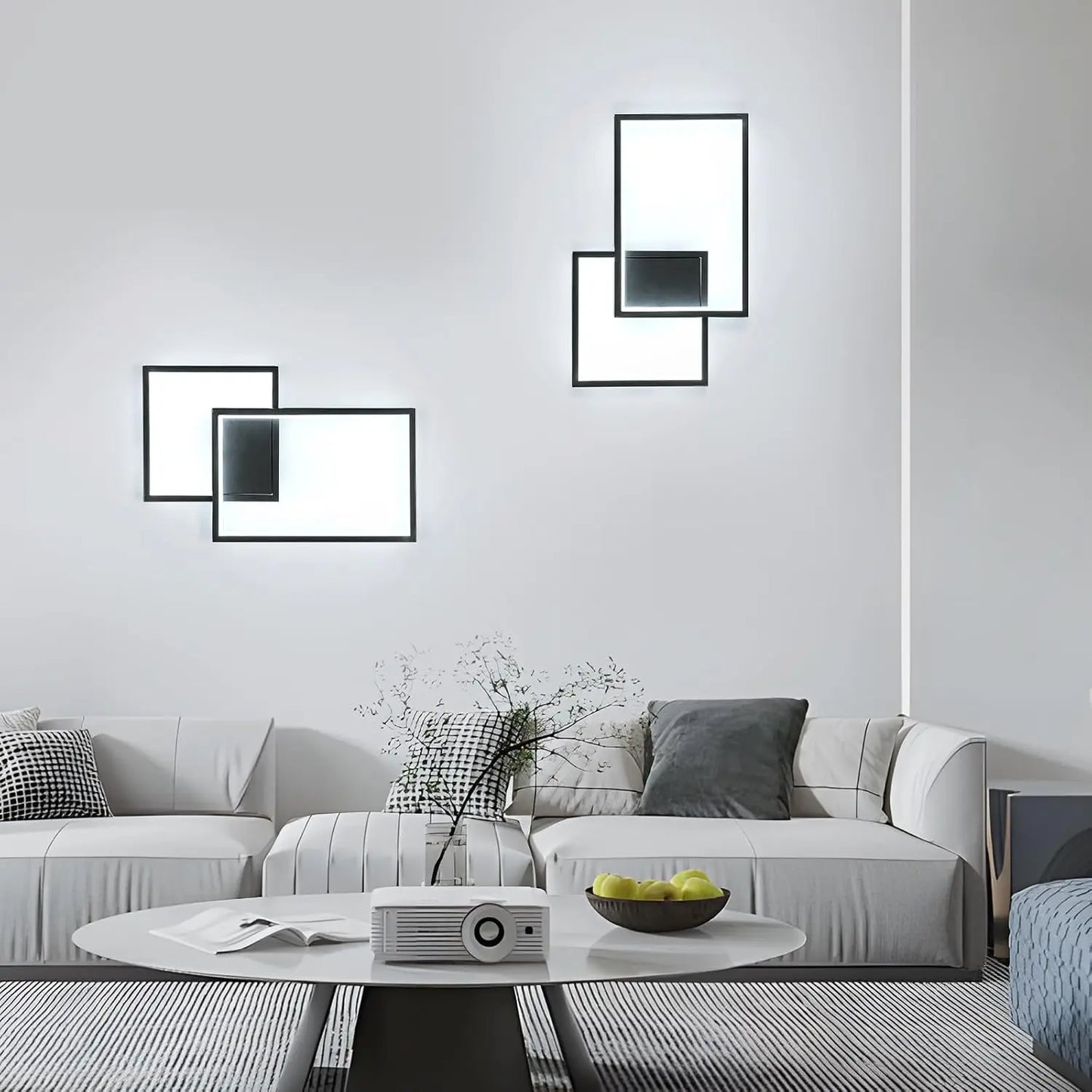 34W Square Aluminum Wall Lamp, 6500K White Light Wall Lamp, Black Minimalist Wall Lamp Suitable for Bedrooms and Living Rooms