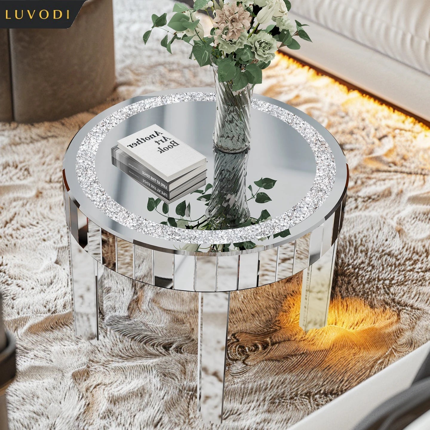 Luxury Mirrored Round Side Table