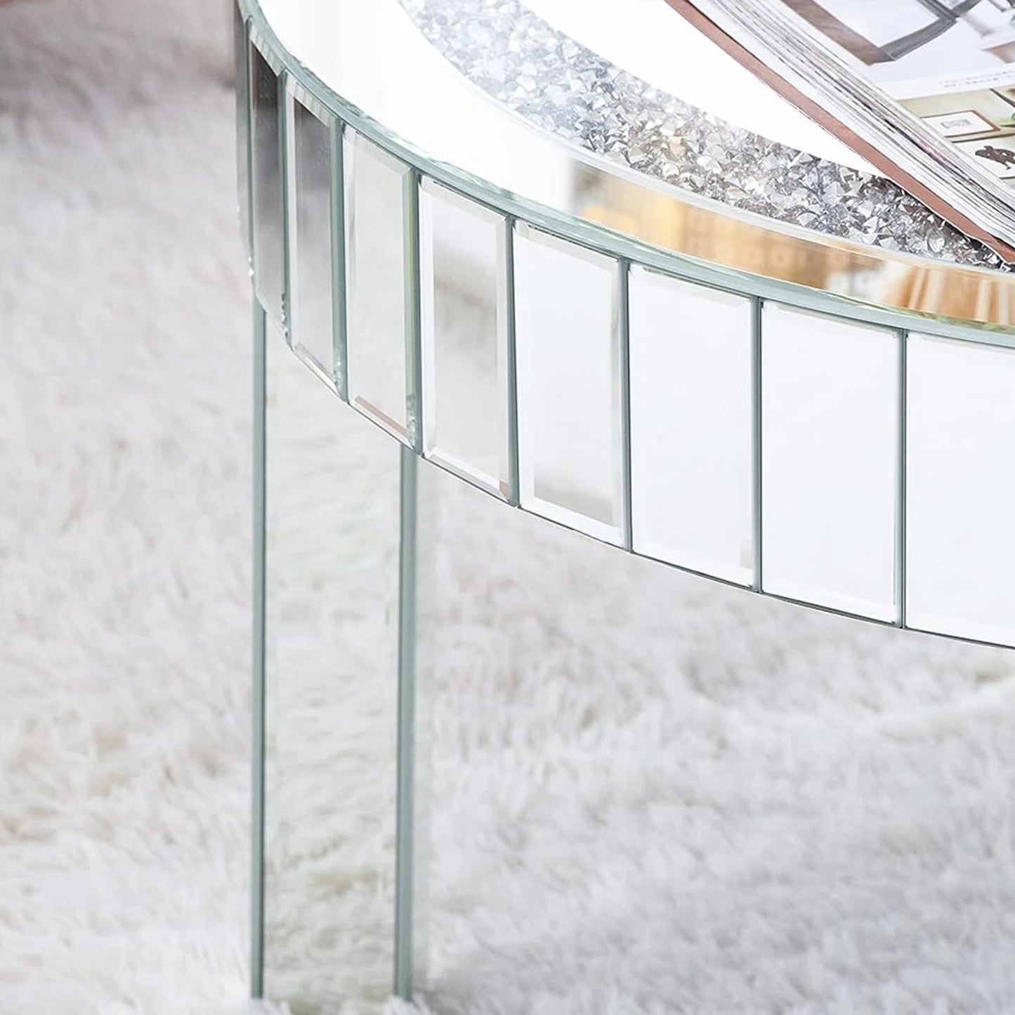 Luxury Mirrored Round Side Table